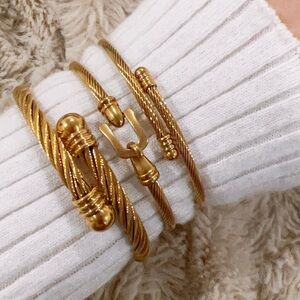 Luxury Cable Rope Cuff bracelet set of 3